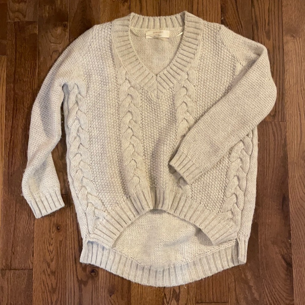 Zara cream heather cable cocoon sweater sz M
